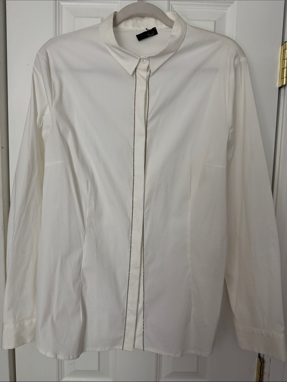 Peserico white Button-Front Long-Sleeve Blouse